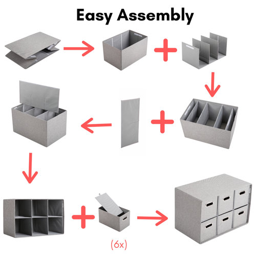 Inbox Zero Blush Linen Cube Organizer Shelf With 6 Storage Bins